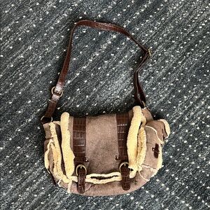 Brown Leather and Shearling crossbody bag